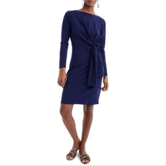 J. Crew Blue Drapey Tie Waist Dress Sz S - Picture 1 of 11